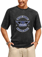 Aerosmith Blue Army Boston 1970 Winged Logo Graphic T-Shirt