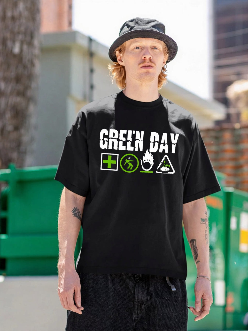 Green Day Safety Icon Punk Graphic T-Shirt