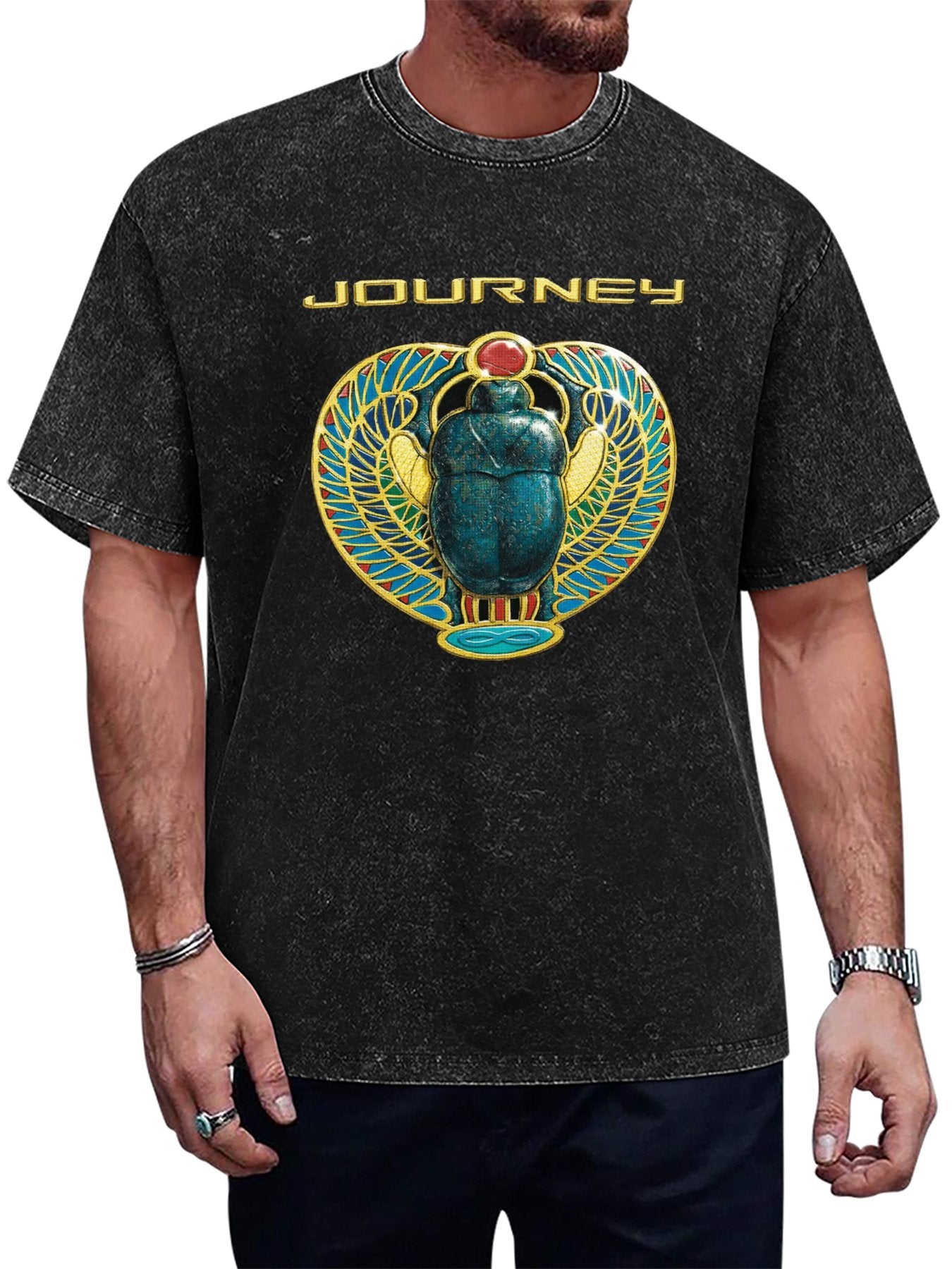 Vintage Washed Journey Winged Scarab Graphic T-Shirt Main image