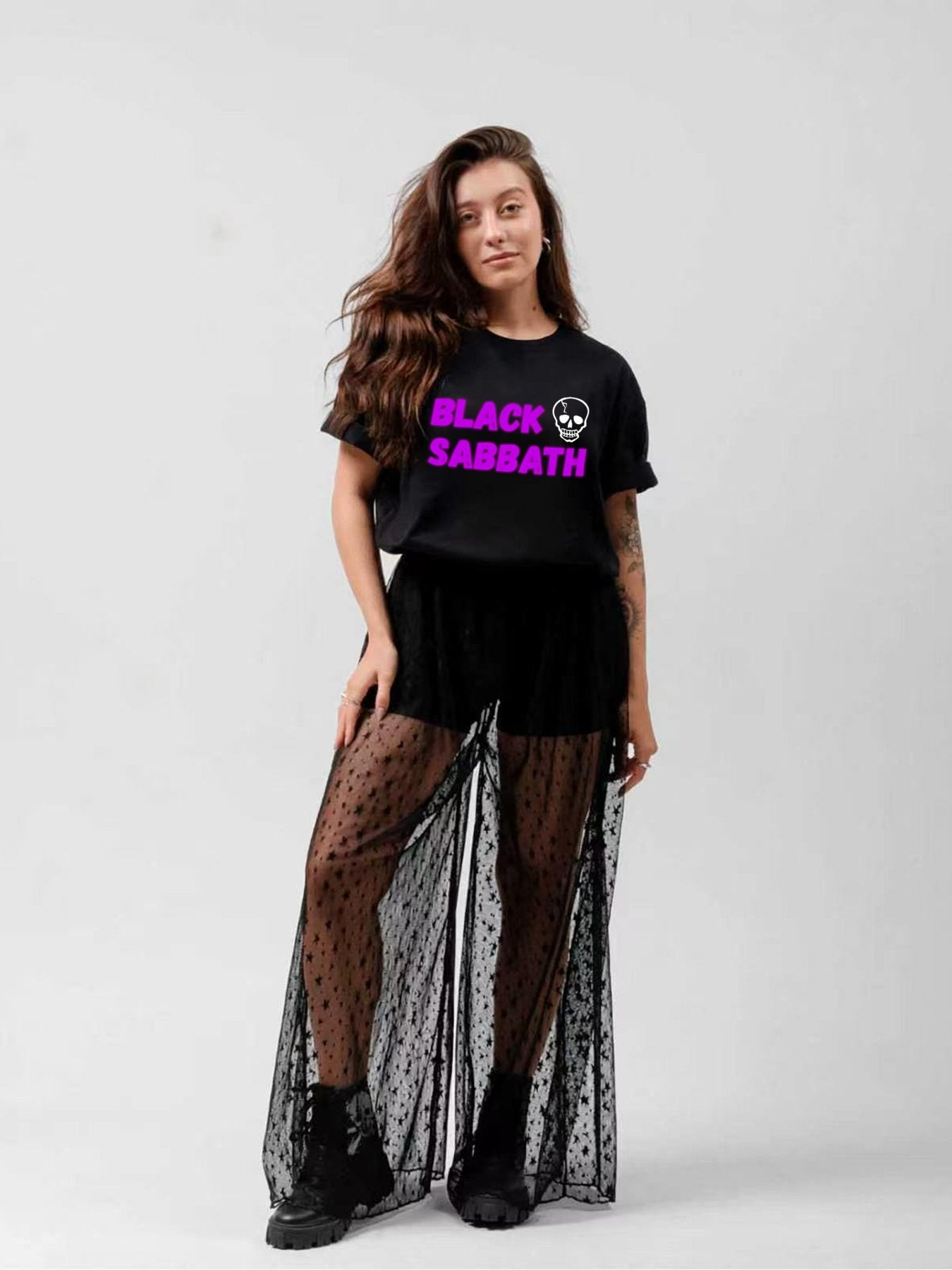 Black Sabbath Purple Skull Logo Graphic T-Shirt