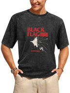 Black Flag Damaged Graphic Washed T-Shirt