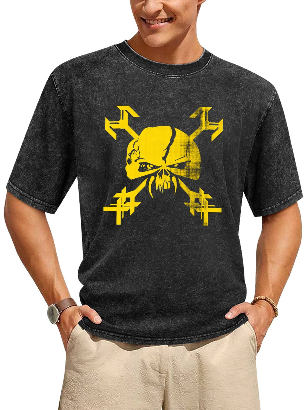 Heavy Metal Skull Graphic T-Shirt