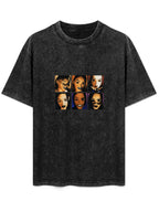 Retro Character Collage Washed Graphic T-Shirt