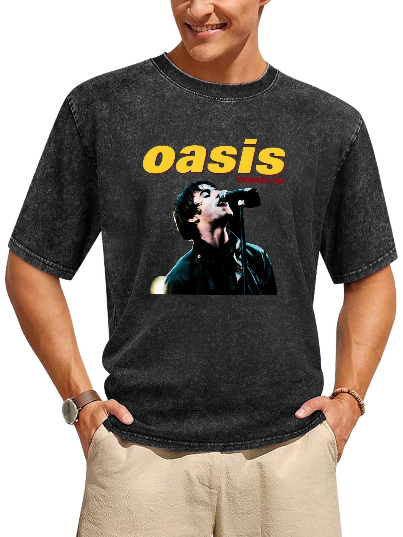 Vintage Washed Oasis Knebworth 1996 Singer Graphic T-Shirt