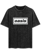Oasis Classic Black and White Box Logo Graphic T-Shirt
