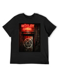 Mötley Crüe Neon Door Pentagram Graphic T-Shirt