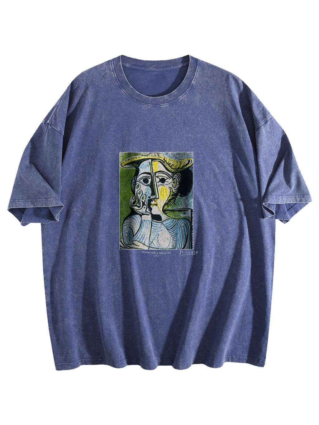 Woman with a Yellow Hat Washed Art Graphic T-Shirt