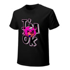 I'm OK Pink Bear Graphic Black T-Shirt