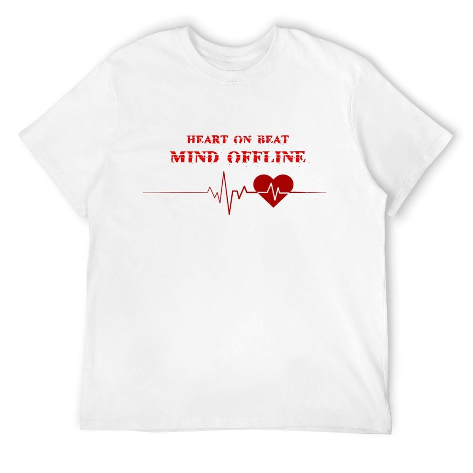 Heart on Beat Mind Offline Graphic White T-Shirt