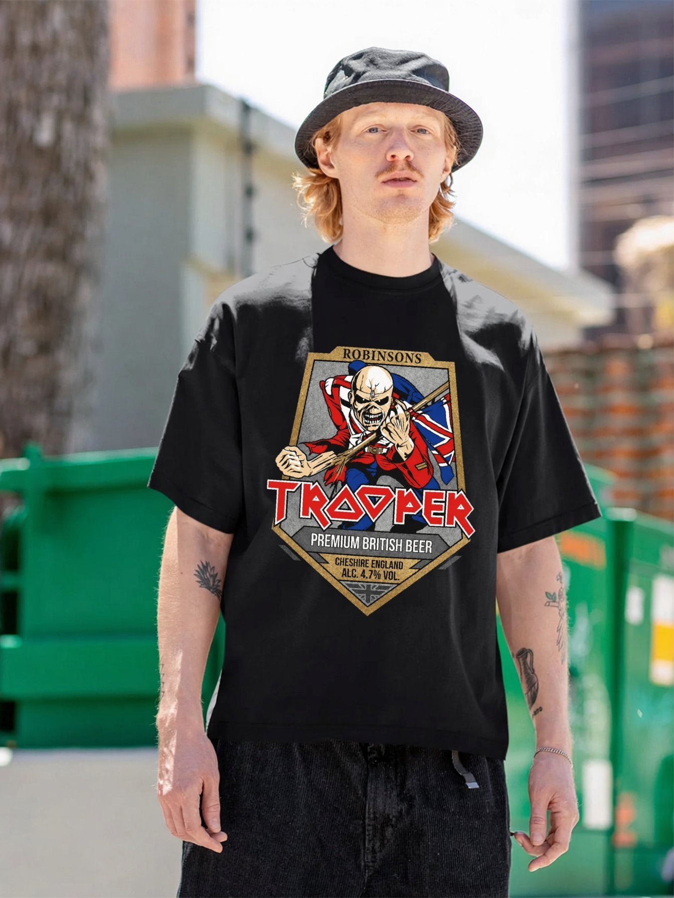 Iron Maiden Trooper Beer Label Graphic T-Shirt