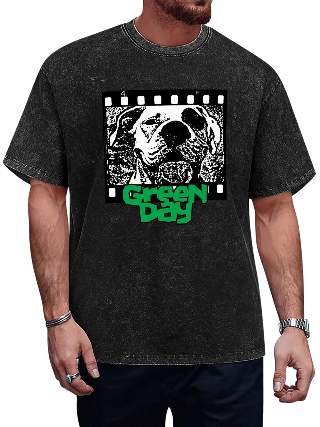 Green Day Bulldog Film Strip Graphic T-Shirt Main image
