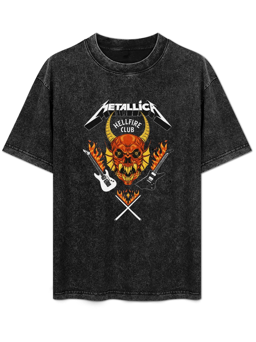 Vintage Washed Metallica Hellfire Club Demon Graphic T-Shirt