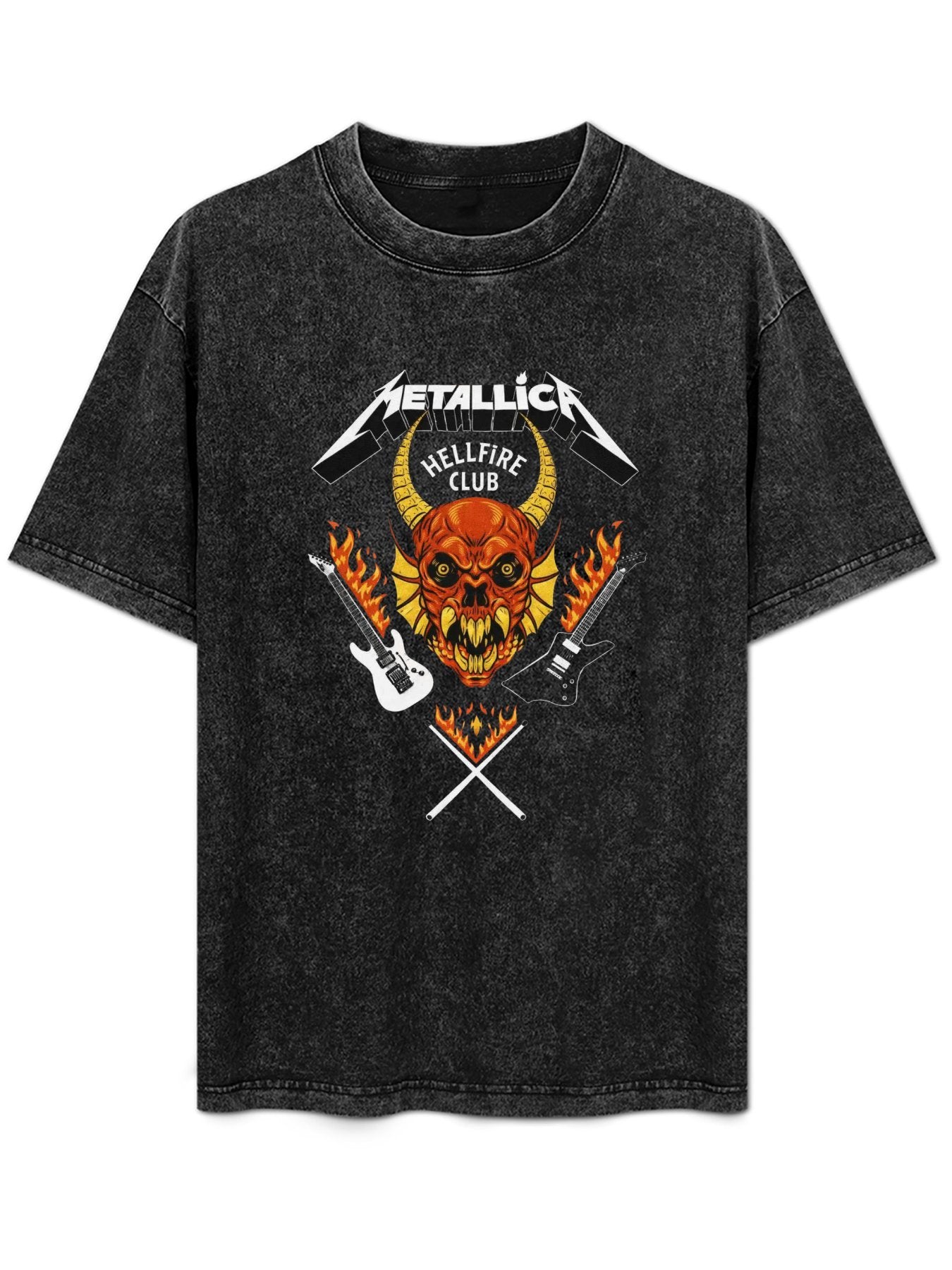 Vintage Washed Metallica Hellfire Club Demon Graphic T-Shirt