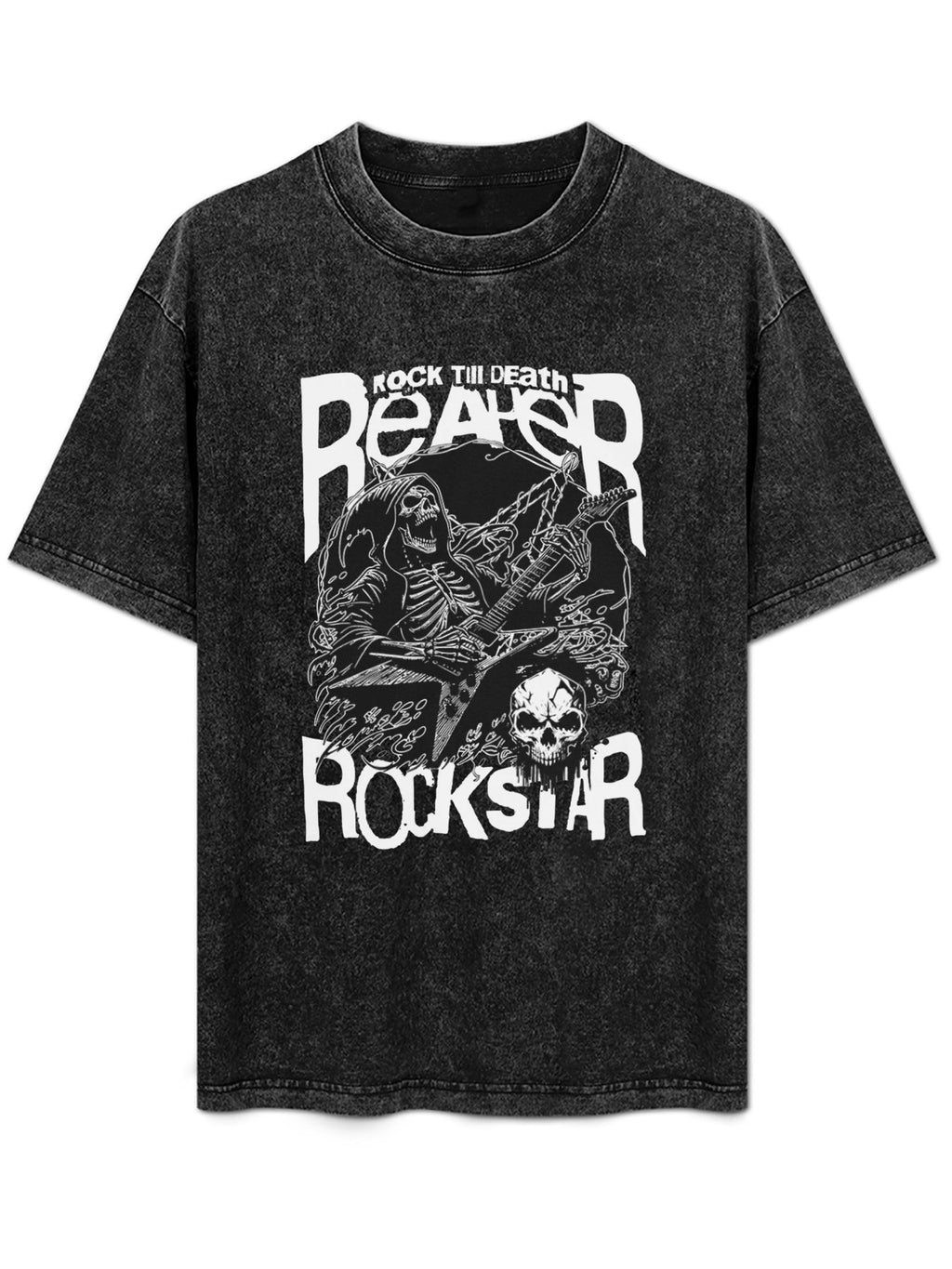 Vintage Washed Rock Till Death Grim Reaper Graphic T-Shirt