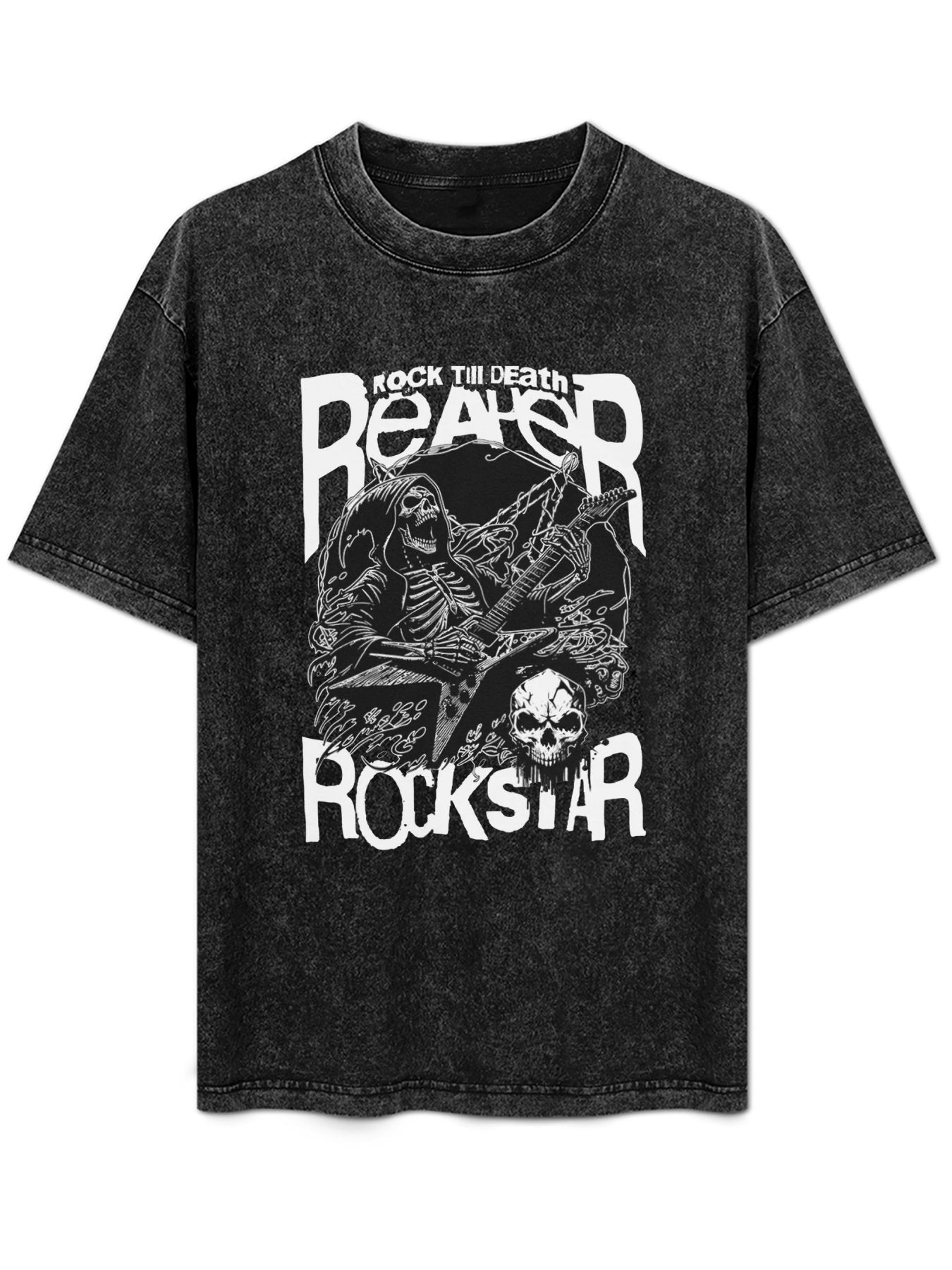 Vintage Washed Rock Till Death Grim Reaper Graphic T-Shirt