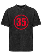 Red 35 Circle Number Graphic T-Shirt