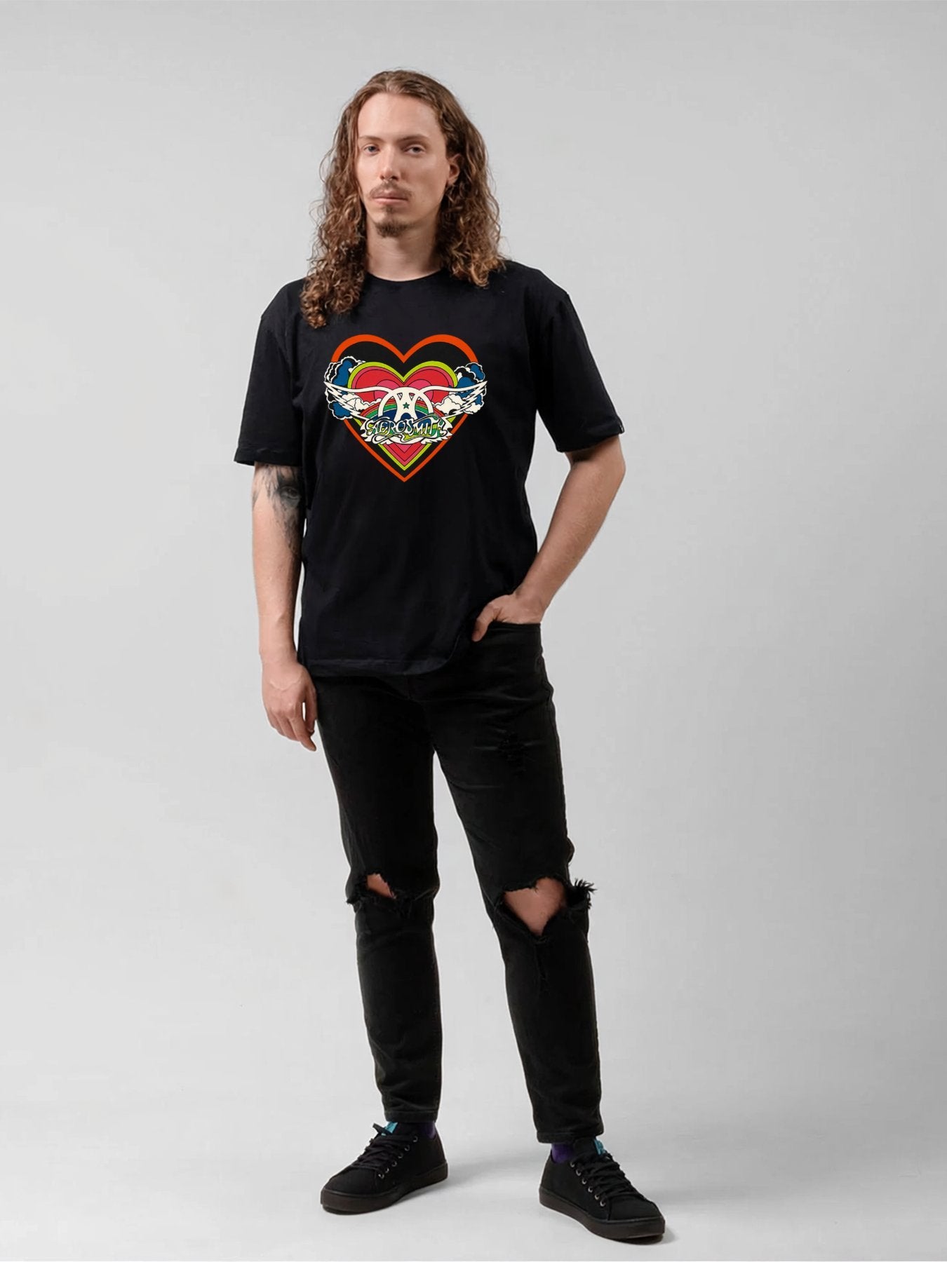 Aerosmith Heart Winged Logo Retro Graphic T-Shirt