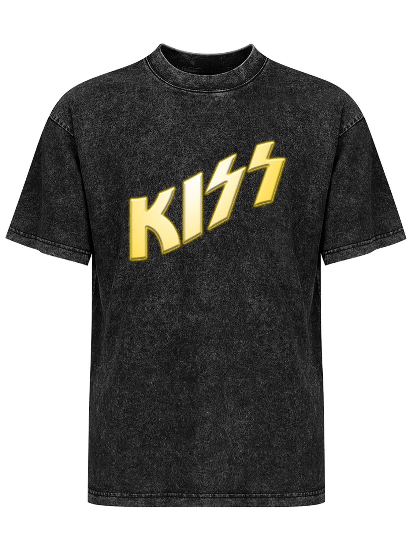 Vintage Washed KISS Gold Logo Graphic T-Shirt