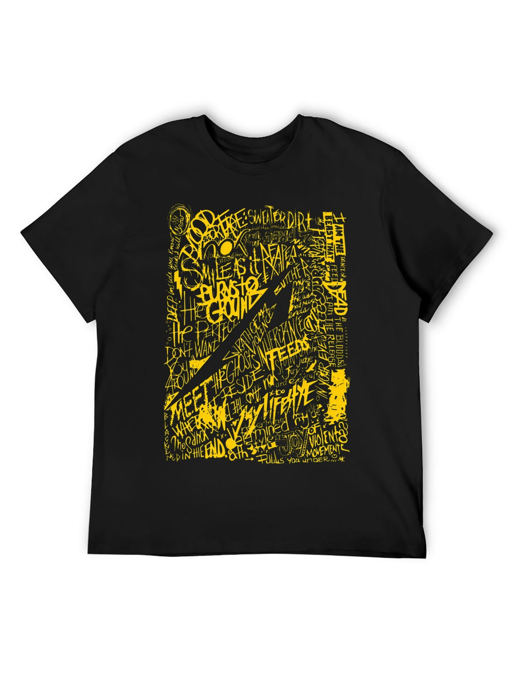 Metallica Yellow Lyric Collage Graphic T-Shirt