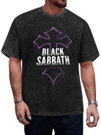 Vintage Washed Black Sabbath Purple Cross Graphic T-Shirt