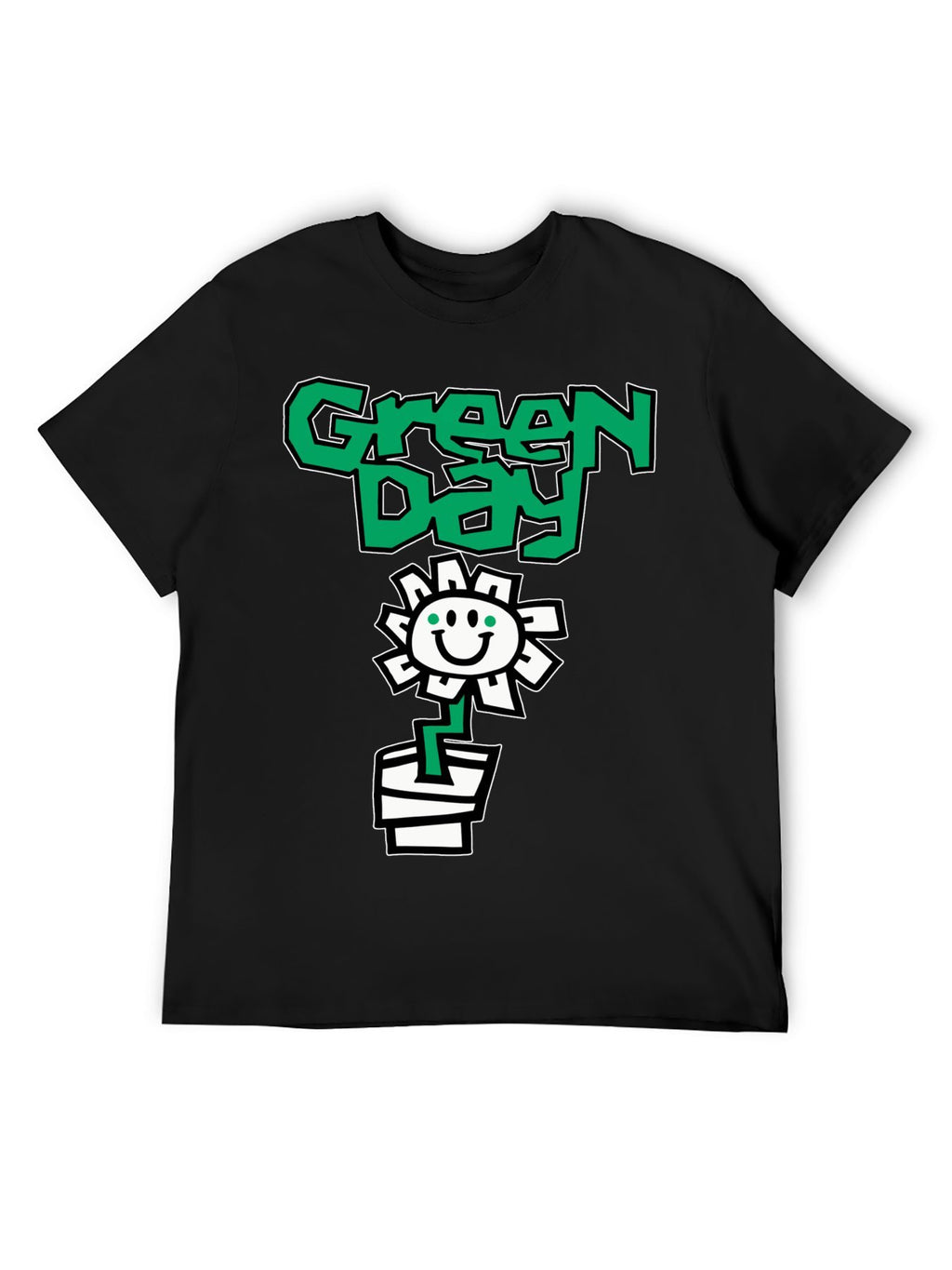 Green Day Smiley Flower Graphic T-Shirt