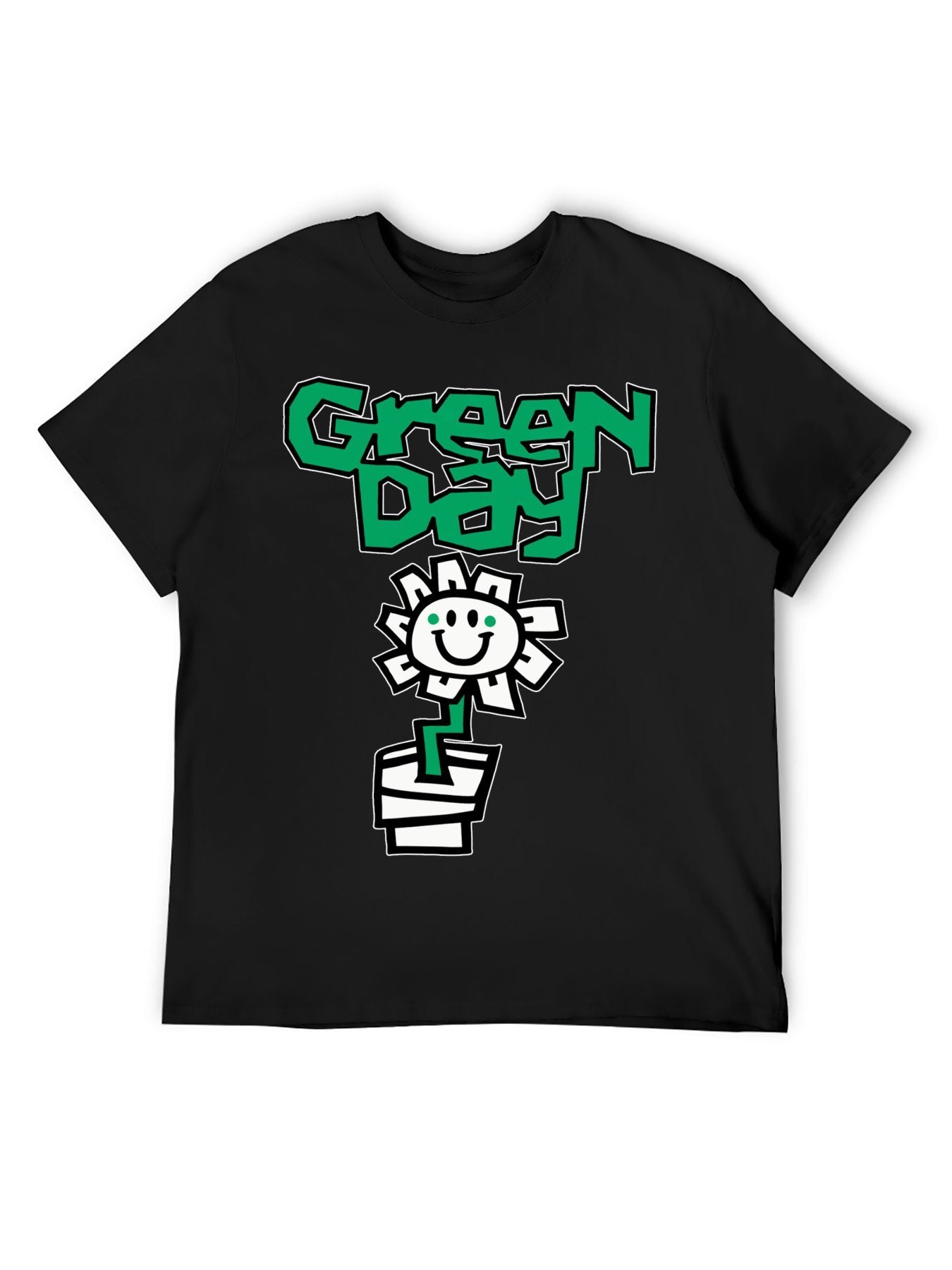 Green Day Smiley Flower Graphic T-Shirt