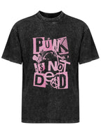 Vintage Washed Punk Is Not Dead Collage Graphic T-Shirt
