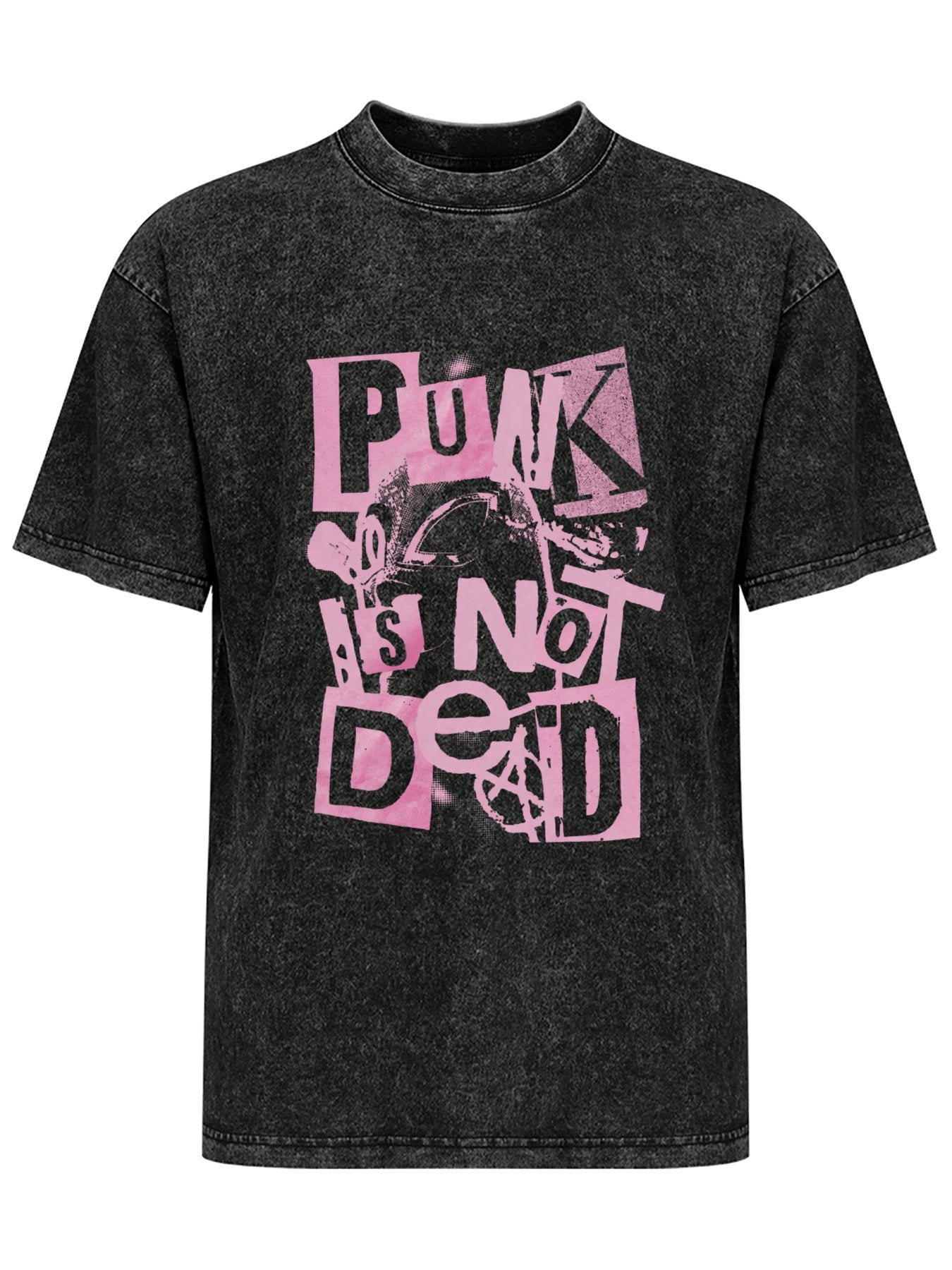Vintage Washed Punk Is Not Dead Collage Graphic T-Shirt