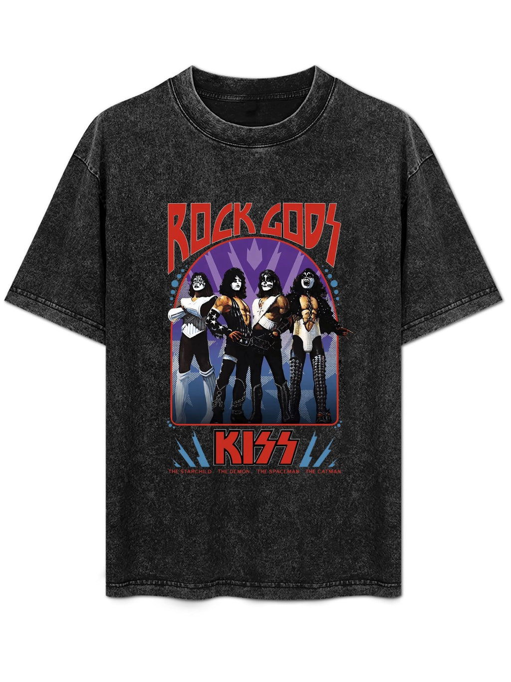 Vintage Washed KISS Rock Gods Band Graphic T-Shirt