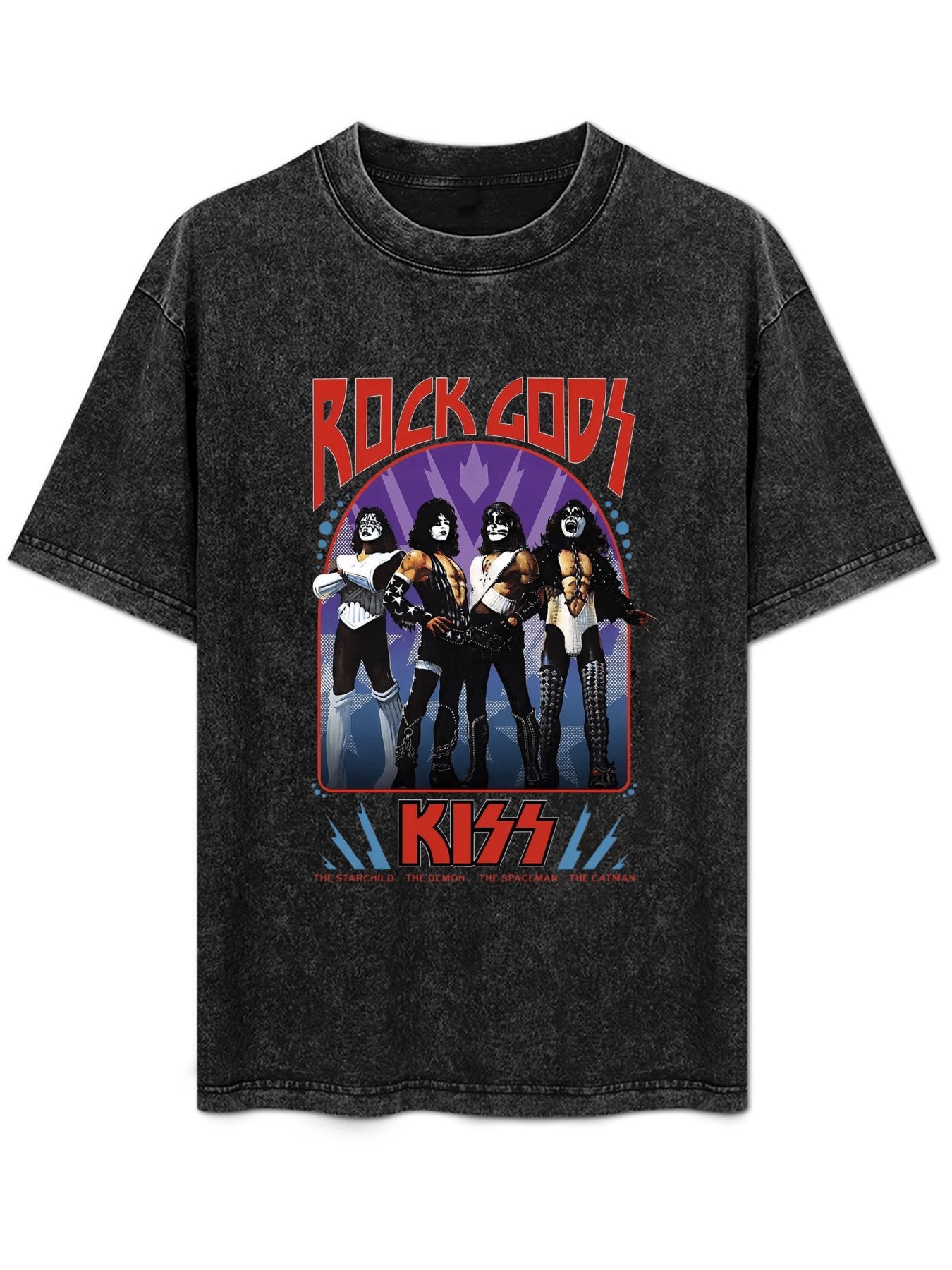 Vintage Washed KISS Rock Gods Band Graphic T-Shirt