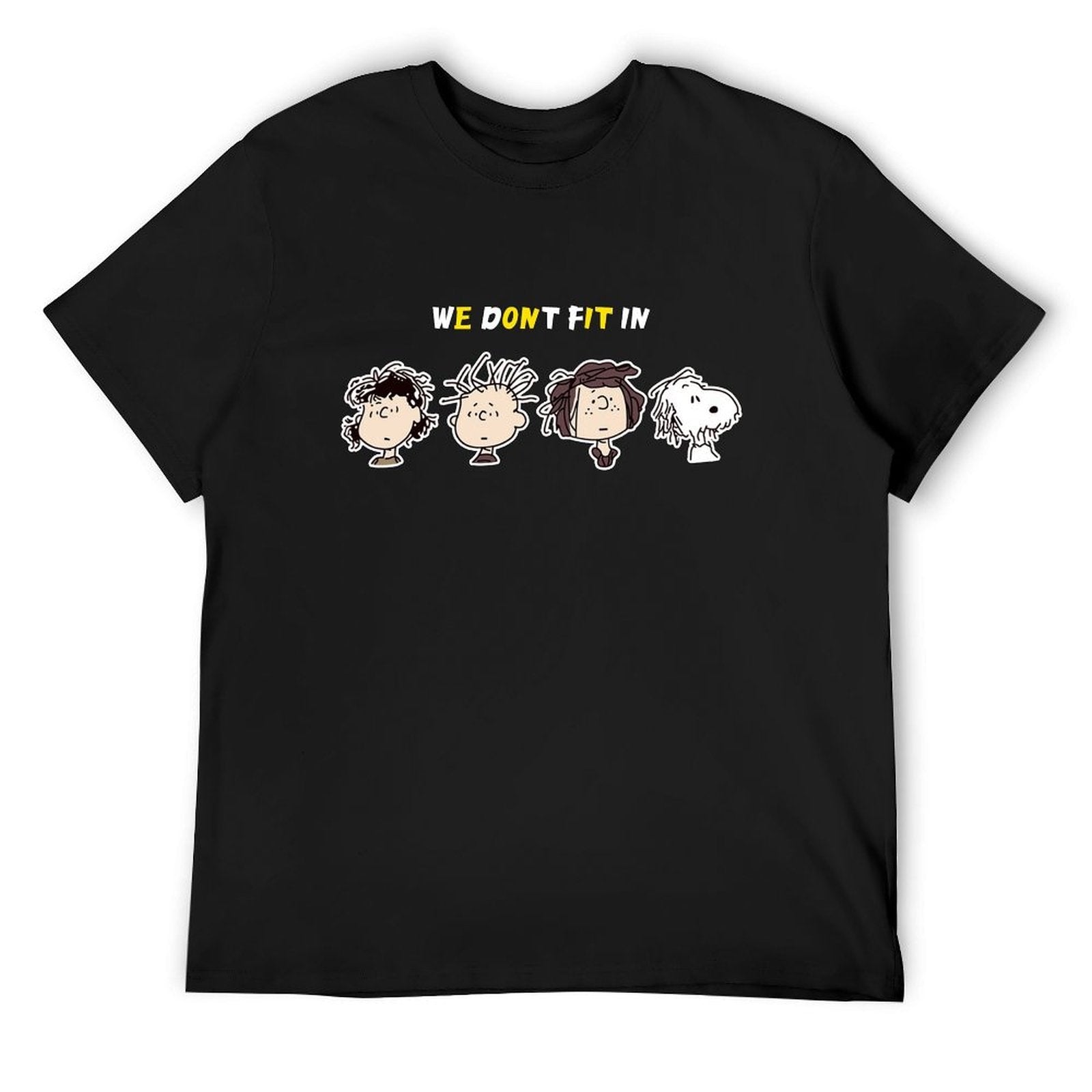 We Don't Fit In Cartoon Graphic Black T-Shirt Secondary image
