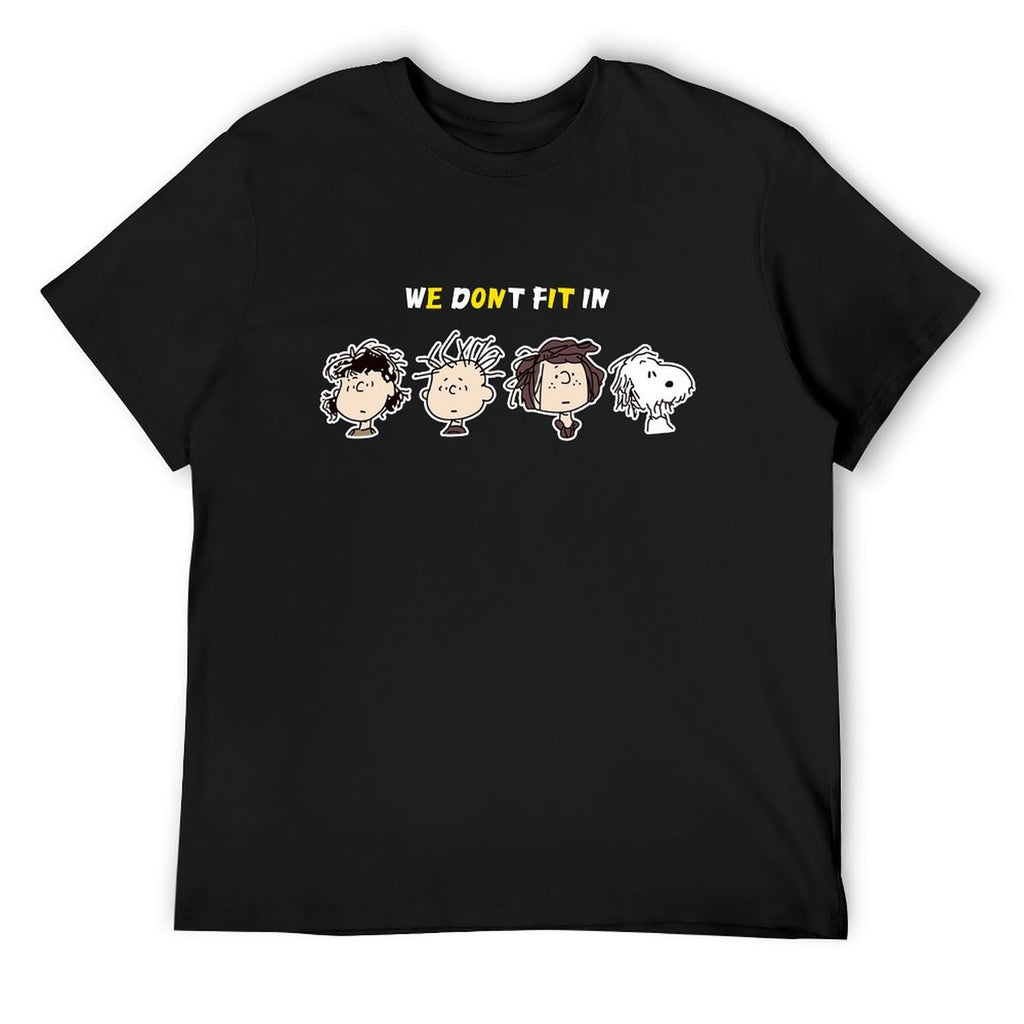 We Don't Fit In Cartoon Graphic Black T-Shirt