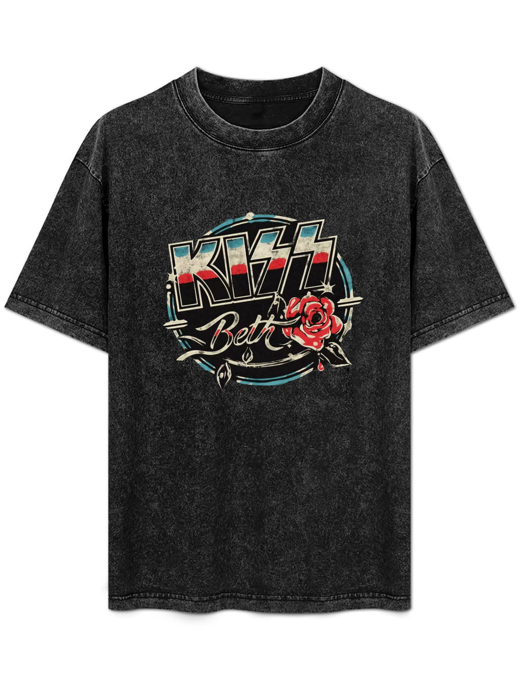 Vintage Washed KISS "Beth" Song Graphic T-Shirt