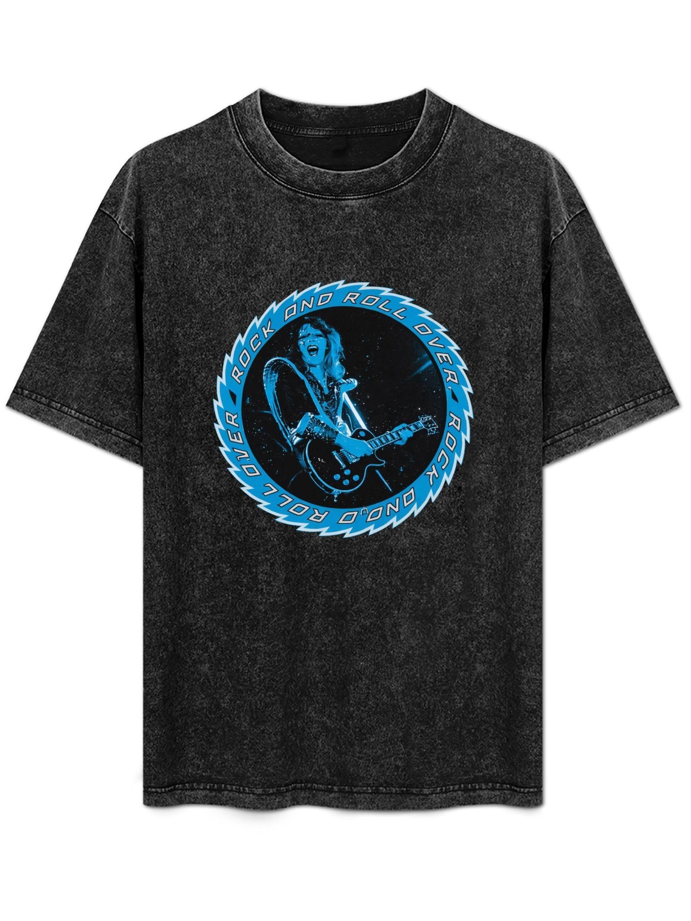 KISS Rock and Roll Over Blue Guitarist T-Shirt