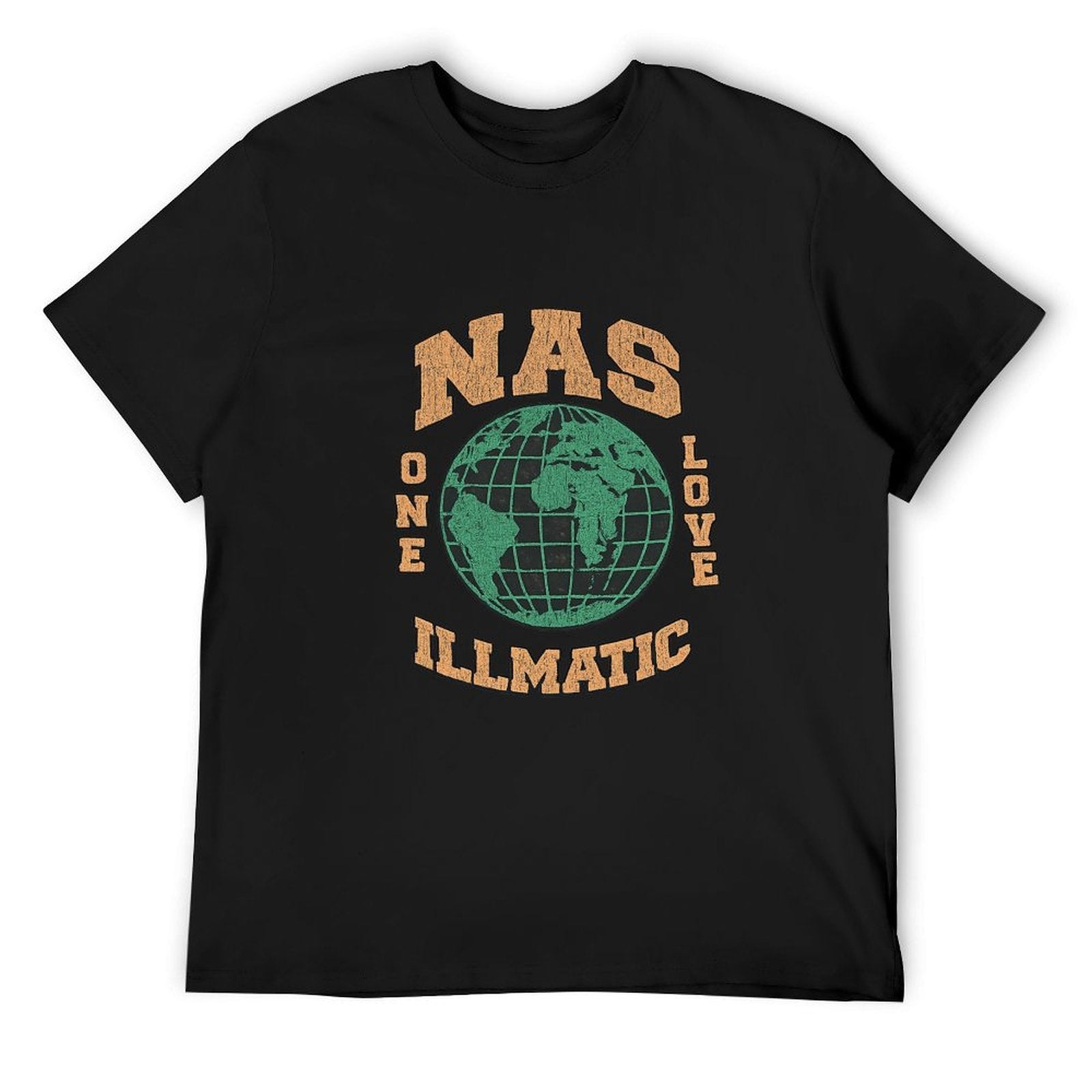 Nas One Love Illmatic Globe Graphic Black T-Shirt