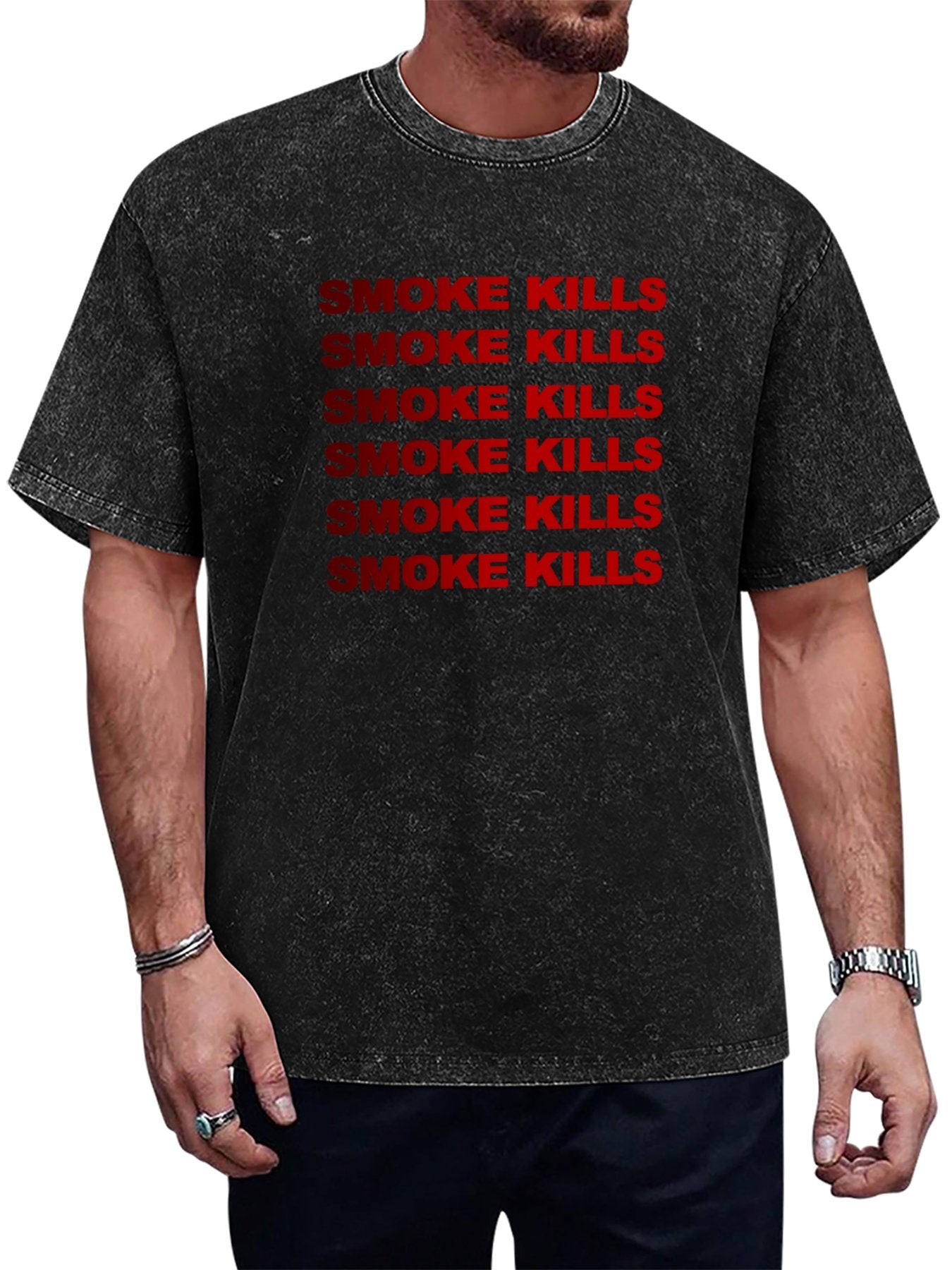 Smoke Kills Typography Vintage Washed T-Shirt Main image