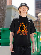 AC/DC Flaming Guitarist Fiery Hard Rock T-Shirt