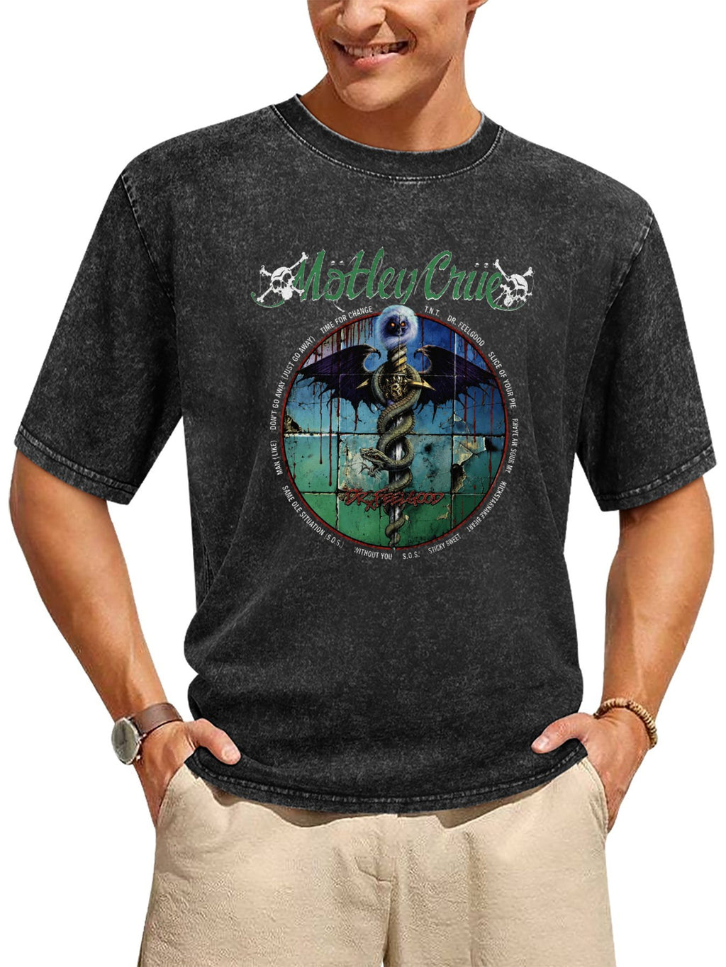 Mötley Crüe Dr. Feelgood Serpent Emblem Graphic T-Shirt