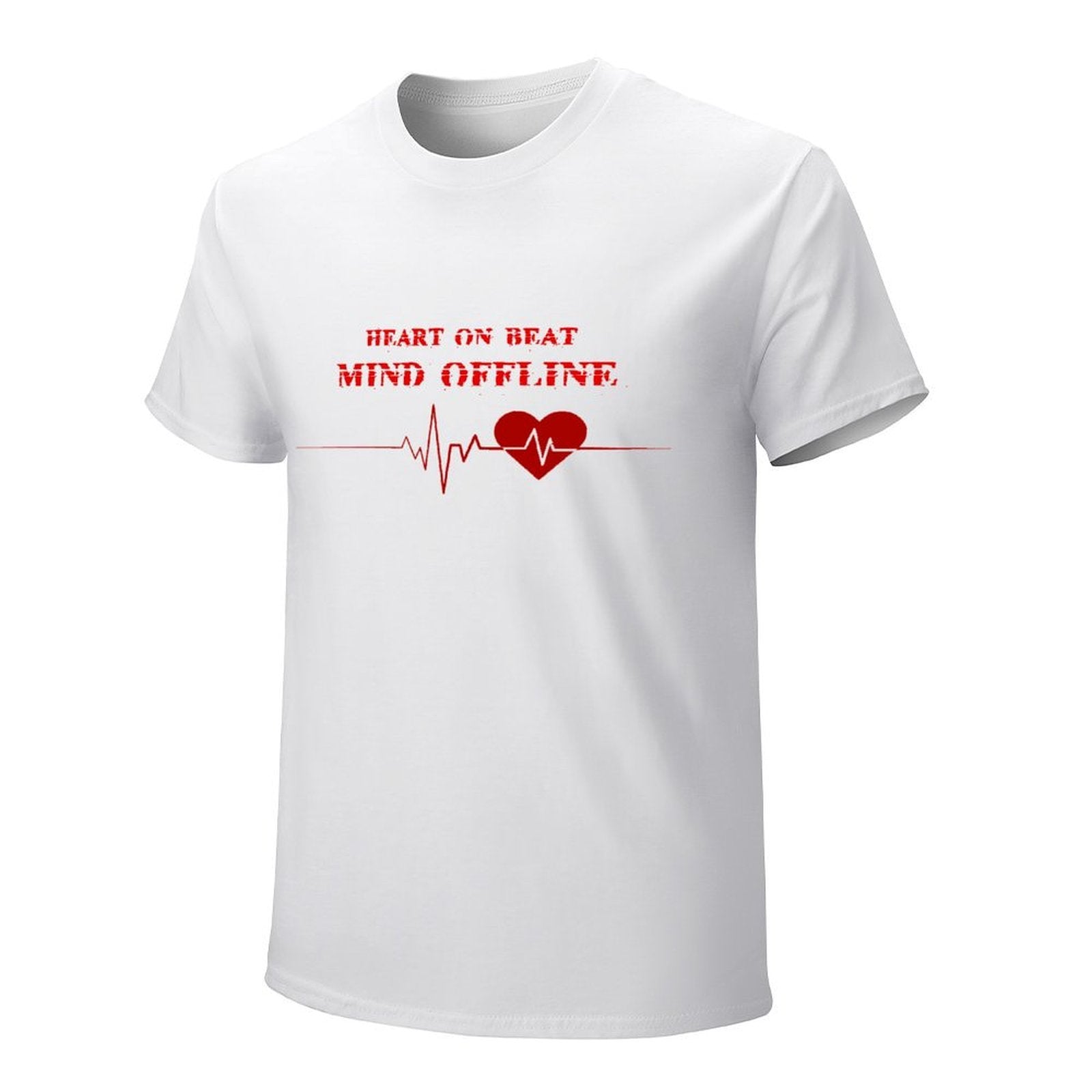 Heart on Beat Mind Offline Graphic White T-Shirt