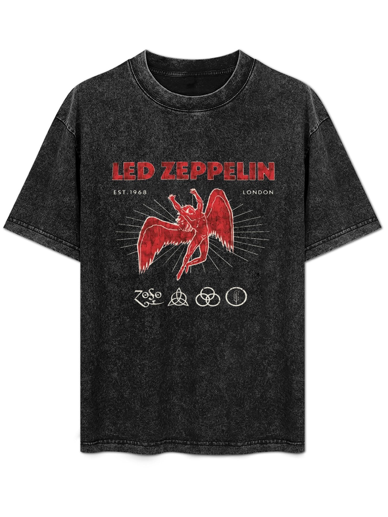 Led Zeppelin Winged Angel and Symbols Graphic T-Shirt