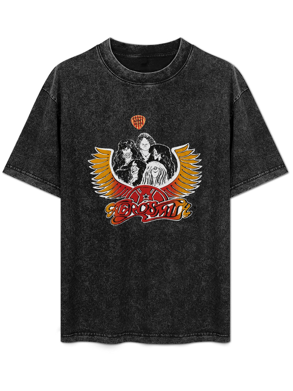Aerosmith Band Portrait and Winged Logo Graphic T-Shirt