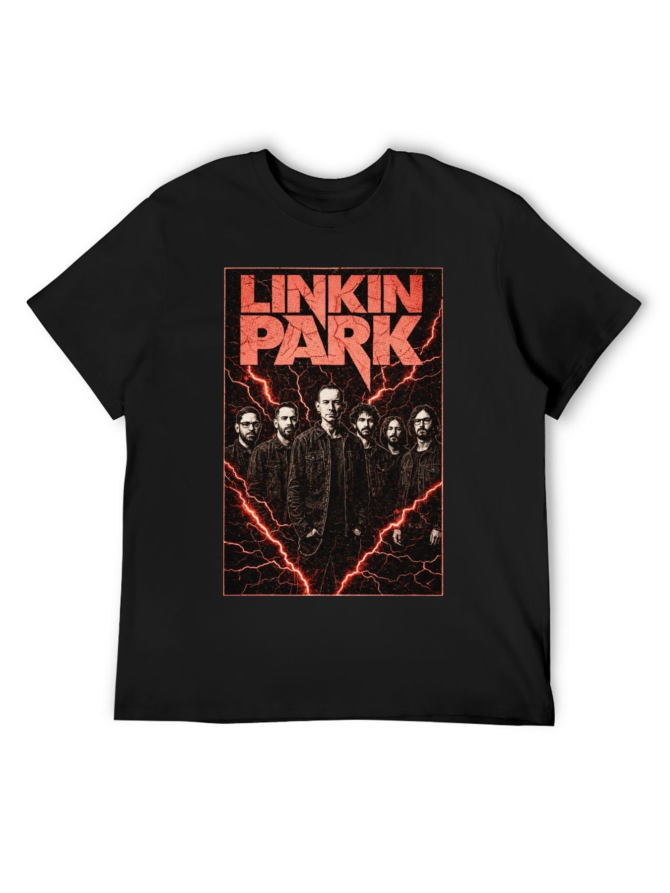 Linkin Park Band Portrait Lightning Rock T-Shirt