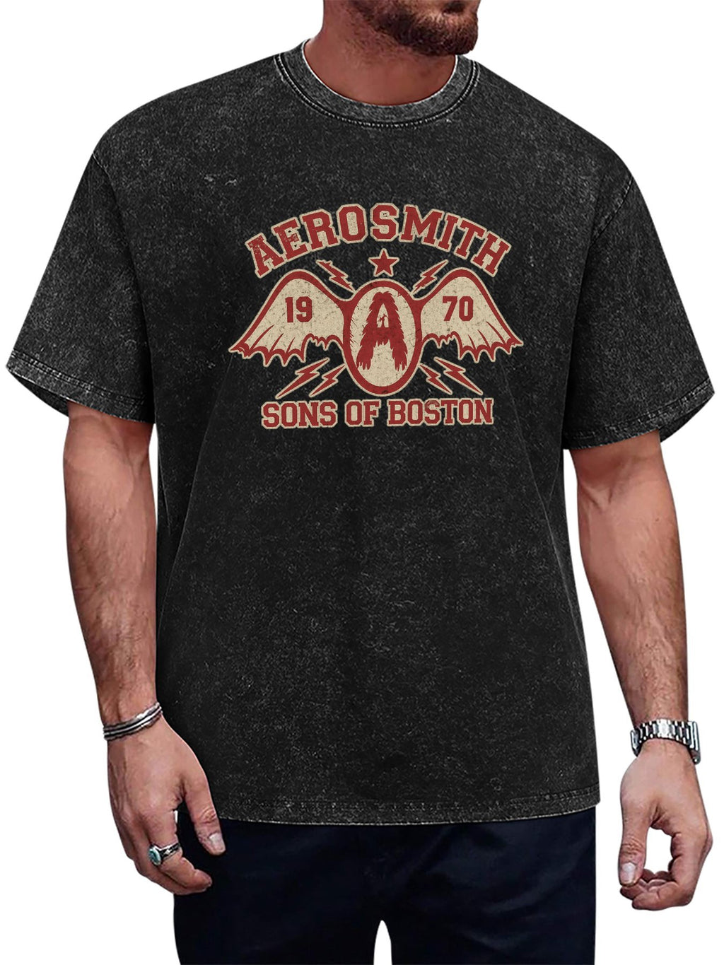 Aerosmith 1970 Sons of Boston Winged Logo Graphic T-Shirt