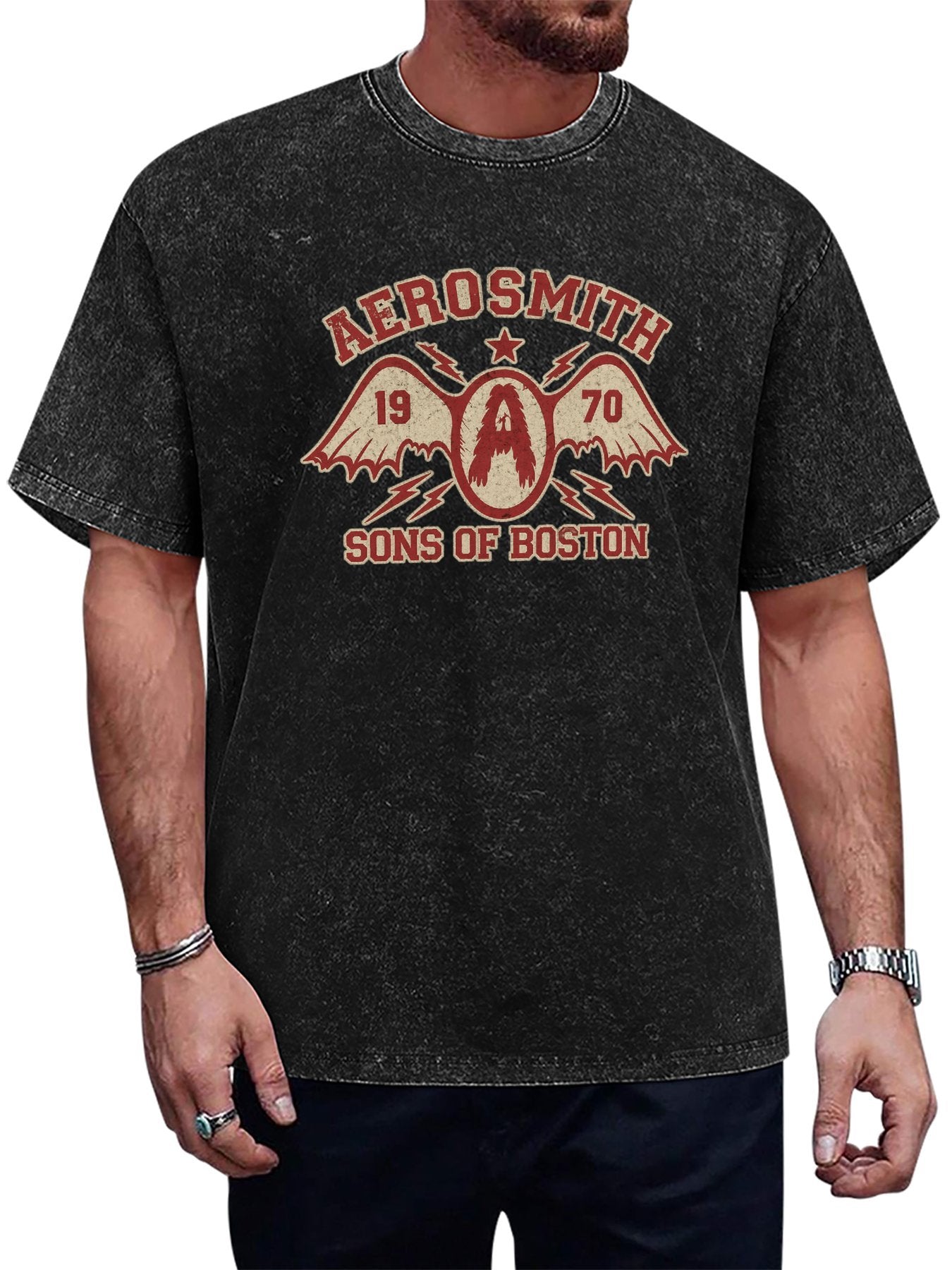 Aerosmith 1970 Sons of Boston Winged Logo Graphic T-Shirt