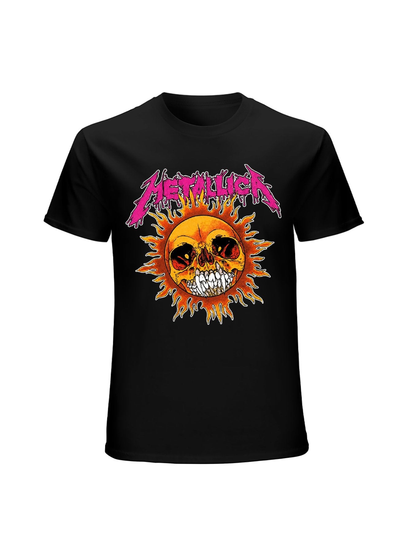 Metallica Flaming Sun Skull Graphic T-Shirt
