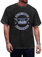 Aerosmith Blue Army Boston 1970 Winged Logo Graphic T-Shirt