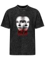 Help Me Distorted Faces Vintage Washed T-Shirt