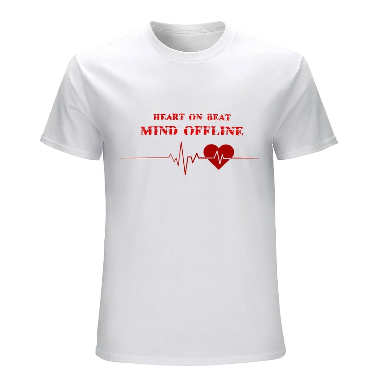 Heart on Beat Mind Offline Graphic White T-Shirt