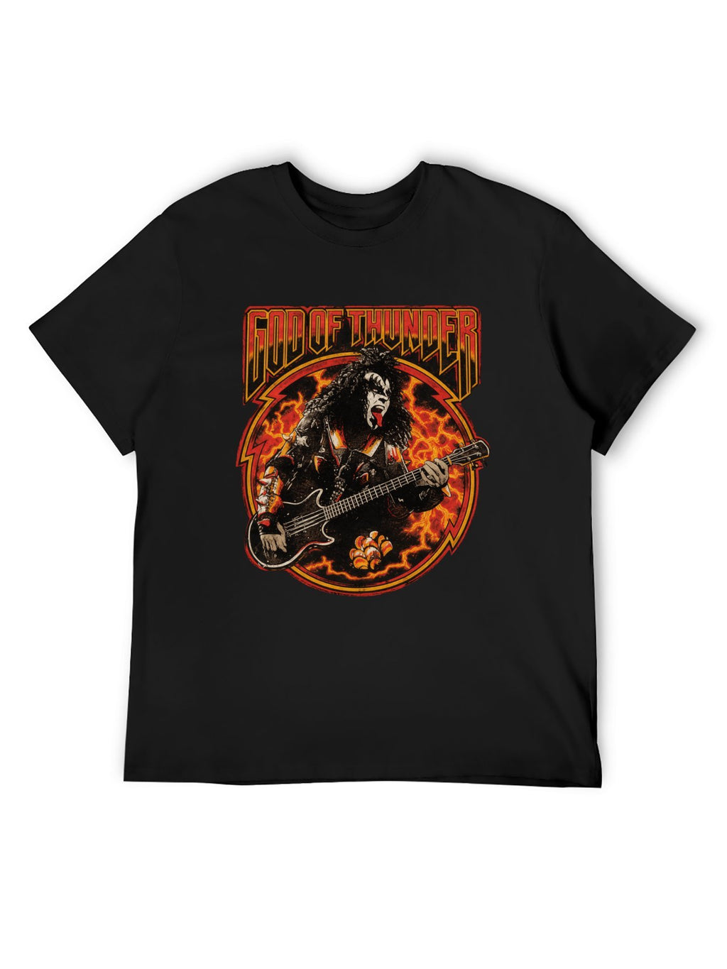 KISS Bassist God of Thunder Fiery Rock T-Shirt