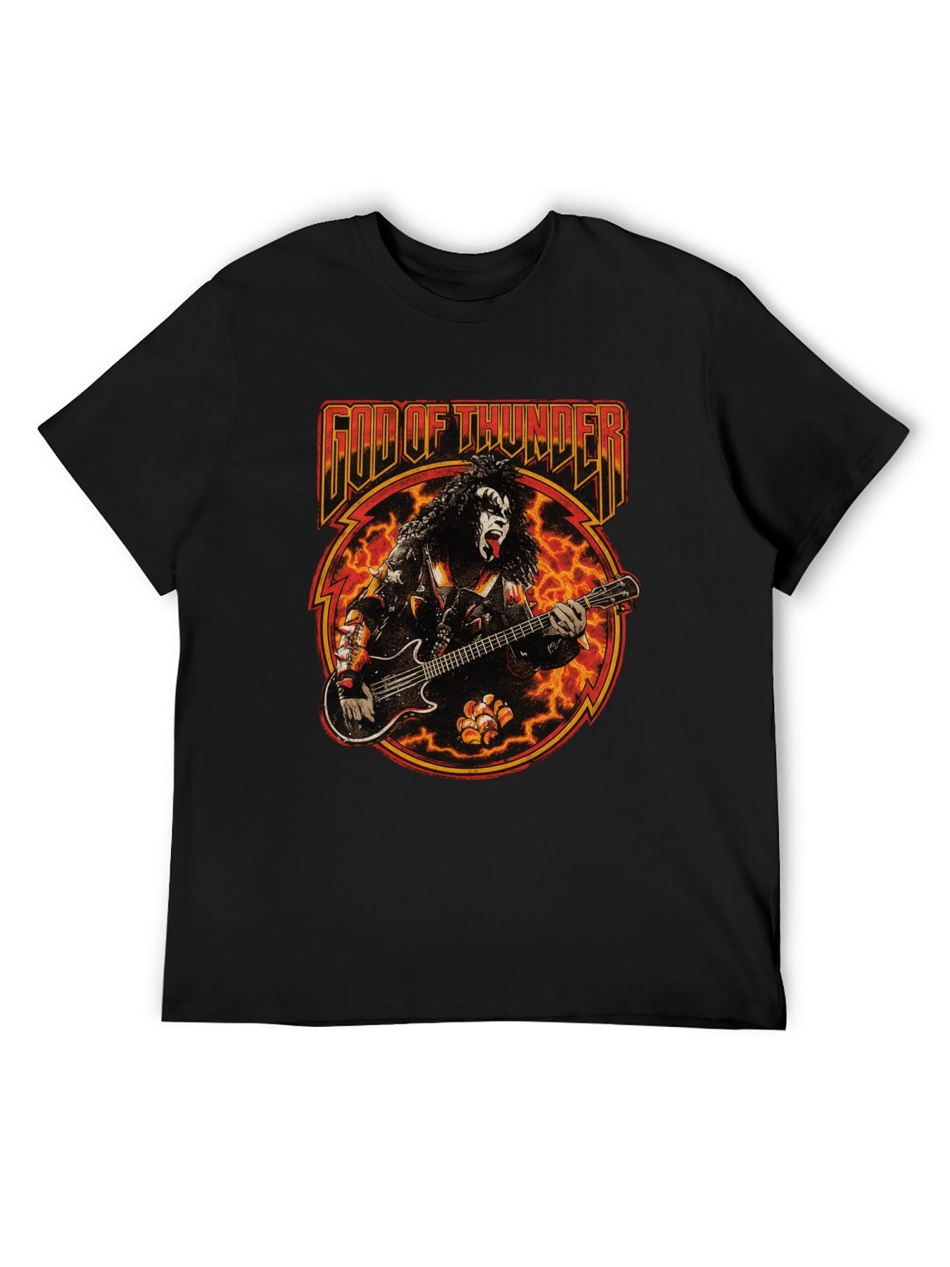 KISS Bassist God of Thunder Fiery Rock T-Shirt